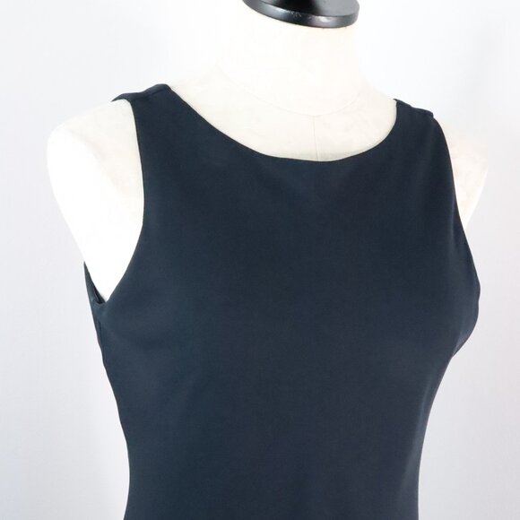 Vintage Alyn Paige Women's 7/8 Y2K Navy Blue Chiffon Sleeveless Dress w/ Sash - Picture 5 of 9
